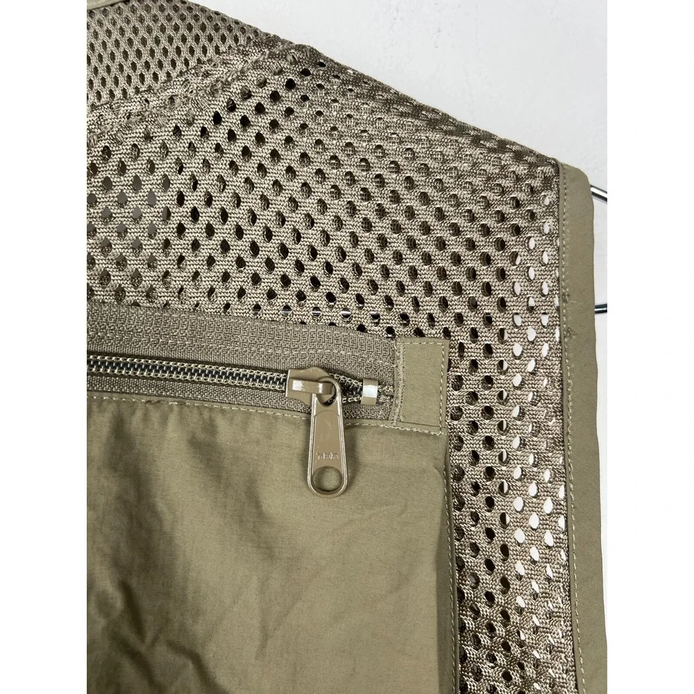 Columbia PFG Fishing Vest Mens Large Tan Mesh Utility Fly Fishing FM1001 V-Neck